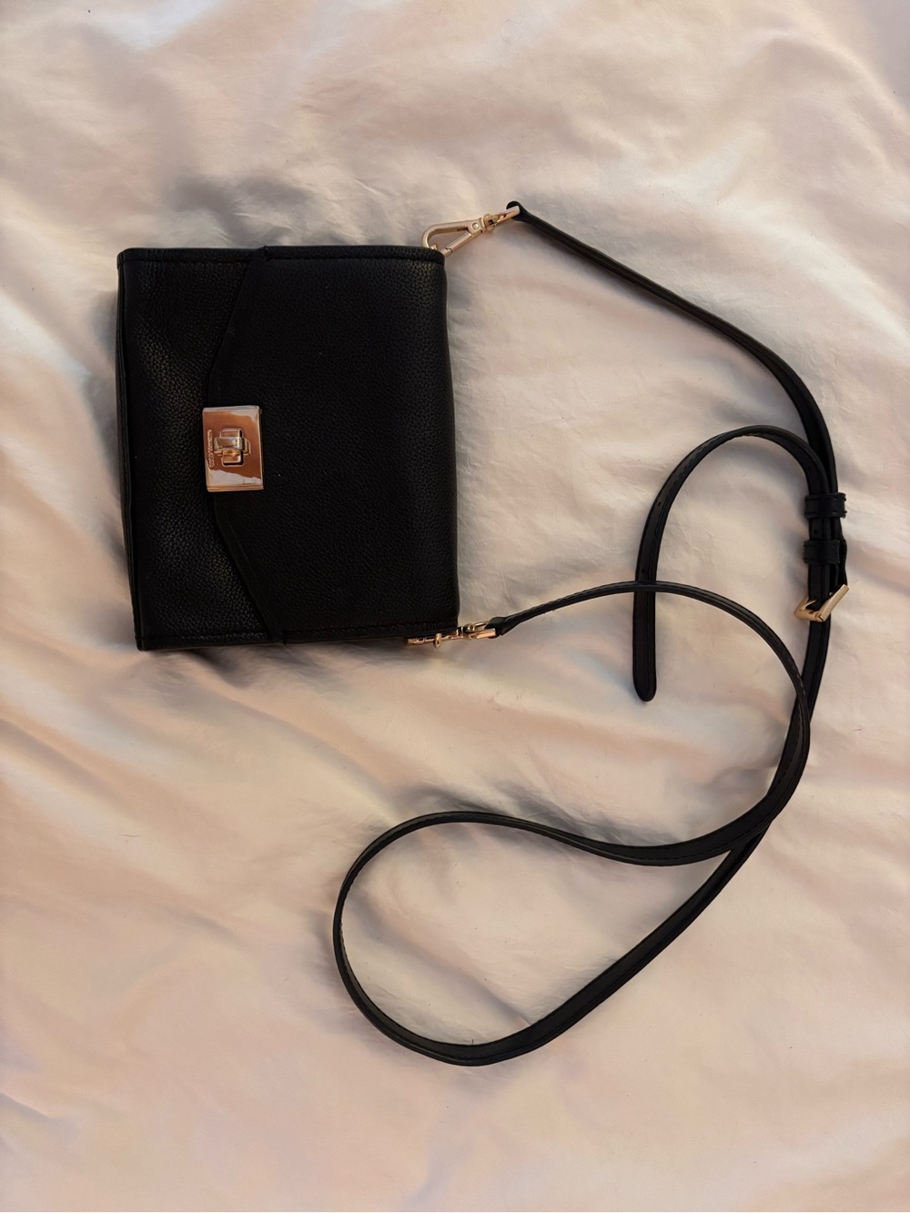 Michael Kors Black Crossbody Bag with Gold-Tone Lock
